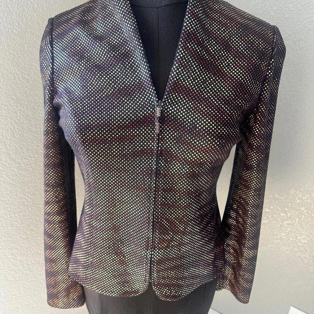 St. John Sequin Jacket Bronze Orange Gold Size 8
